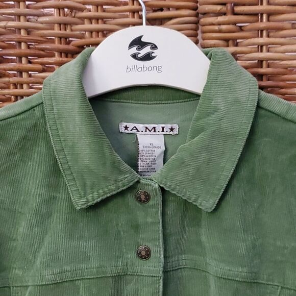 Vinrage AMI Green Corduroy Jacket XL Boho - Picture 3 of 11